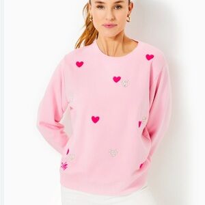 Lilly Pulitzer Ballad Pink Heart-Patterned Sweatshirt